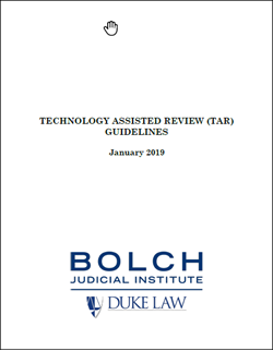 Technology Assisted Review (TAR) Guidelines, Screenshot, Front Page